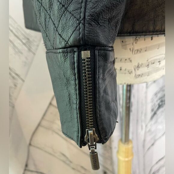 Bradley Bayou Black Leather Jacket Quilted Size S - Picture 6 of 8